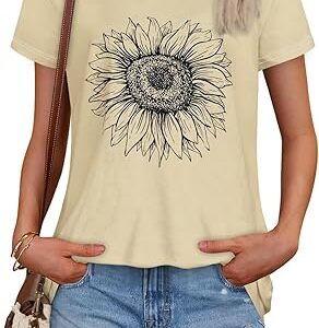 Women Summer Short Sleeve Crewneck Casual Cute Graphic Basic Tees Tops